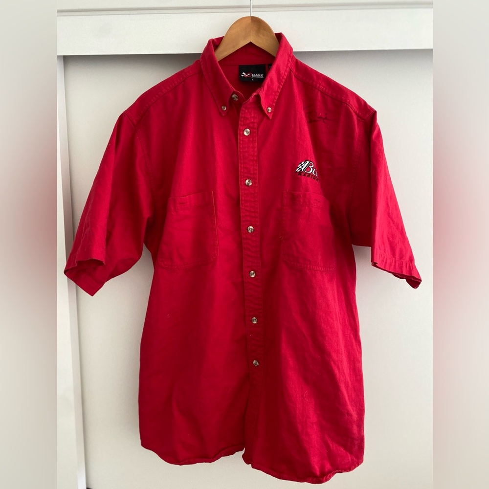 Vintage Bud Racing Button Up Chore Jacket Shirt Size L